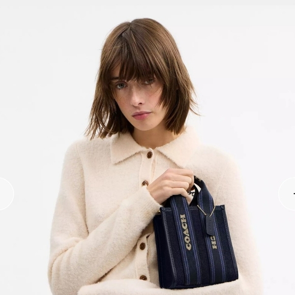 NWT Coach Smith Mini Tote Bag CCL74 Dark Denim Multi Denim and smooth leather - Picture 4 of 7